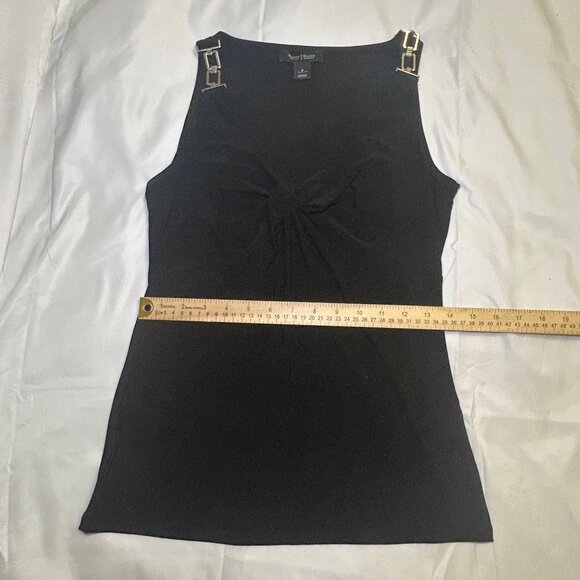 White House Black Market Tank Top Twist Knot Gold-Tone Buckle Sleeveless Black S - Picture 6 of 15